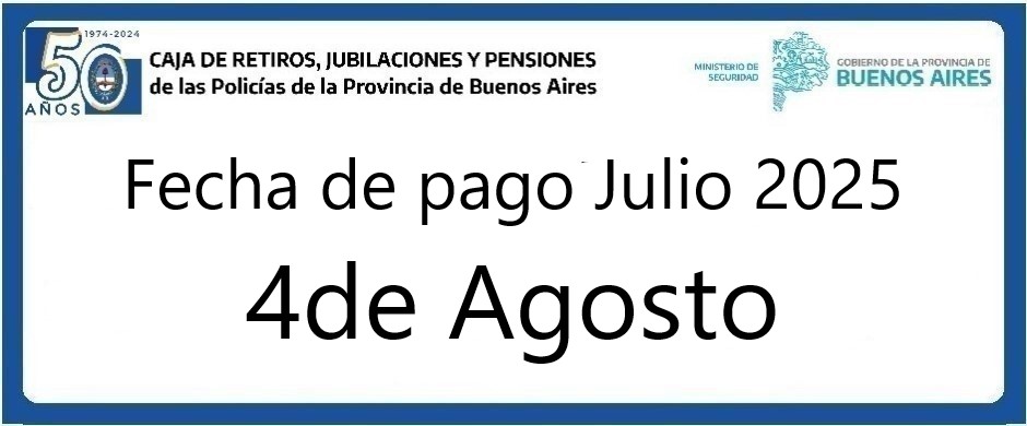 Fecha de pago haberes Julio 2025