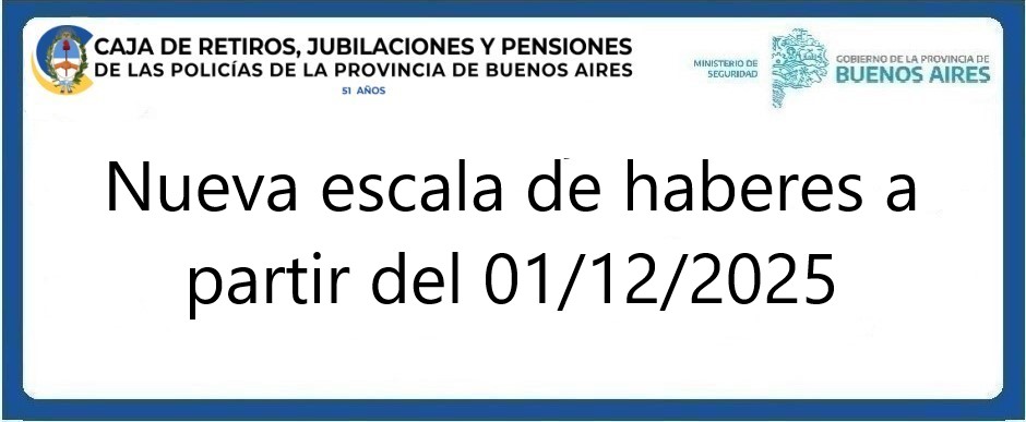 Nueva escala de haberes Diciembre 2025
