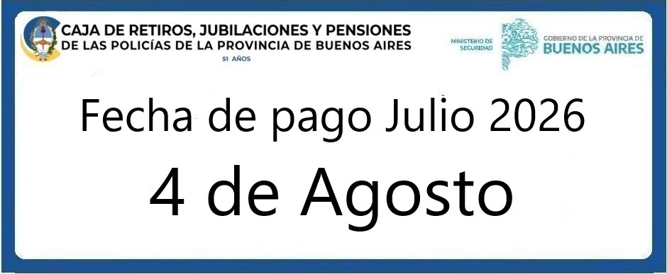 Fecha de pago julio  2026
